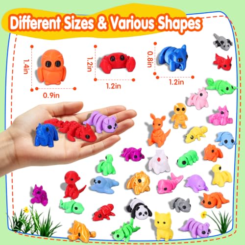 Mini 3D Printed Animal Figurines: 100 Pcs Cute Party Favor Toys for Kids, Small 3D Fidget Toys in Bulk, Party Bag Fillers, Treasure Box & Classroom Prize, Christmas Stocking Stuffers for Toddlers