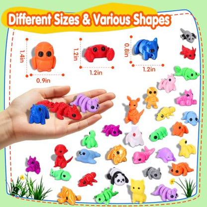 Mini 3D Printed Animal Figurines: 100 Pcs Cute Party Favor Toys for Kids, Small 3D Fidget Toys in Bulk, Party Bag Fillers, Treasure Box & Classroom Prize, Christmas Stocking Stuffers for Toddlers