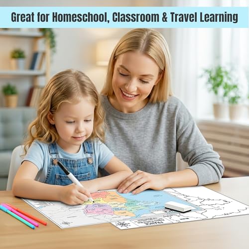 France Map Poster 11x17 | Laminated Double-Sided Geography Chart with Color Map Front & Blank Outline Back | Reusable Classroom & Homeschool Learning Tool - color: France