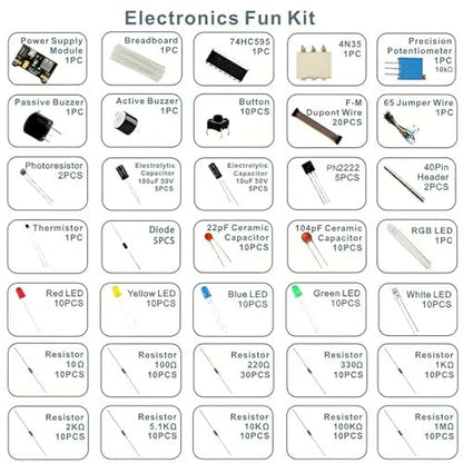 830 Points Breadboard Kit with Jumper Wires & Electronic Components for Arduino UNO R3, Electronics Starter Kit for Beginners, DIY Circuit Projects