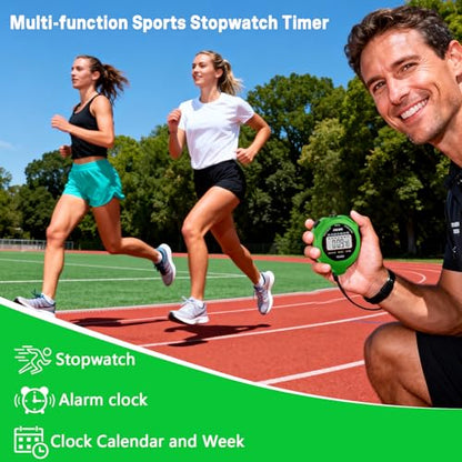 Stopwatch Timer, Digital Stop-Watch for Sports, Green - color: Green