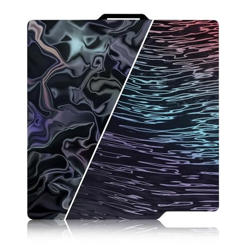 Smooth Dual-Sided PER Build Plate for Bambu Lab X2D/X1/X1C/X1E/P1P/P1S/P2S/A1, Wood Grain + Water Ripples Pattern Spring Steel Plate Effect Sheet for Bambu 3D Printers 256x256mm - color: Per (Water Ripples+wood Grain)