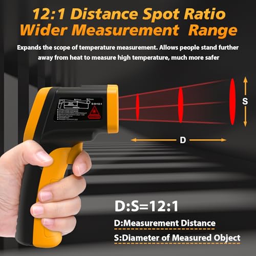 FKM Infrared Thermometer Gun Non-Contact Laser Temperature Gun-58°F~1112°F - color: Black Yellow
