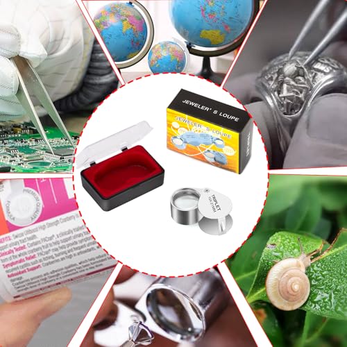 2PCS Jewelers Eye Loupe Magnifier, Small Pocket Folding Magnifying Glass