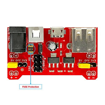 [2022 New Version] Breadboard Power Supply Board Module 3.3V/5V Dual Voltage with Fuse Protection - style: Dual Voltage PCBA