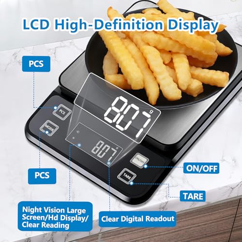 IPX7 Waterproof Food Scale 0.1g Precision Kitchen Scale, 10kg/22lb Digital Food Scale USB Rechargeable, Backlight Gram Scale Stainless Steel & Washable Digital Scale for Cooking, Baking,Weight Loss - style: IPX7_Rechargeable_22lbs
