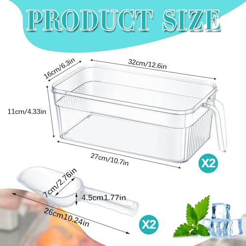 Havawish Ice Storage Bin and Flexible Scoop Set Plastic Freezer Bin - color: White, size: 12.6 x 6.3 x 4.33 in, style: Stripe