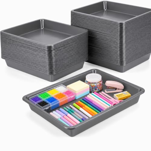 Ziliny 30 Pcs Plastic Serving Tray Art Fast Food Trays - color: Gray