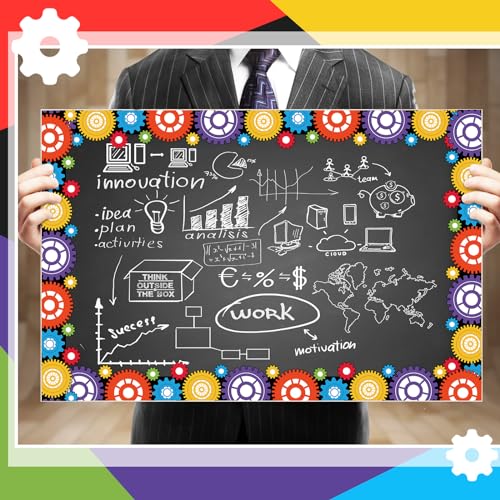 Outus 68 ft Gears Bulletin Board Borders, 2.99 Inches Rolled Border Trim - size: 2.99 Inches, style: Gears