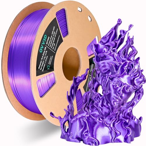 OVV3D Silk PLA Filament 1.75mm, Upgrade Purple PLA Filament 3D Printer Filament, Silk Purple 3D Printing Filament, 3D Filament 1.75 +/- 0.02mm, Silk 1.75 PLA Filament for 3D Printer and 3D Pen, 1kg - color: Silk Purple