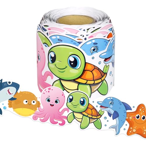Sea Animal Border - 65.6Ft Under The Sea Bulletin Board Trim Summer Ocean Theme Cute Sea Animal Fish Borders for School Classroom Chalkboard Whiteboard Wall Decor - style: Sea Animal