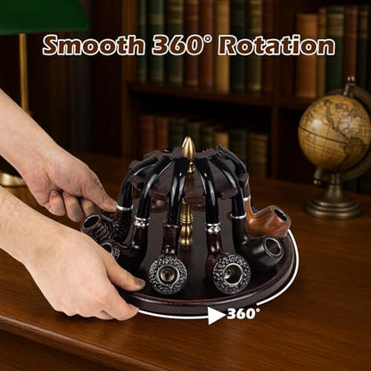 WodGod Tobacco Pipe Stand Holder,Wooden Tobacco Pipe Stand Holder Rack for 10 Tobacco Pipes