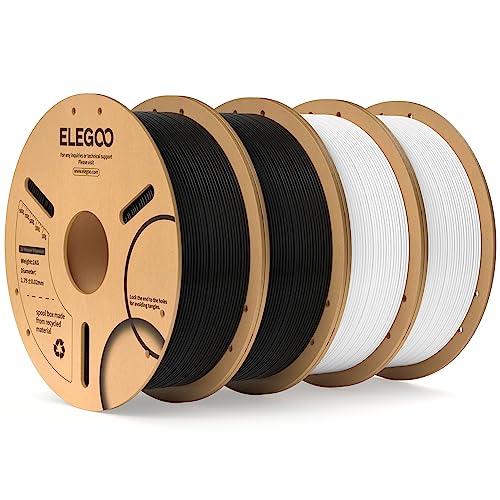 ELEGOO PLA 3D Printer Filament 1.75mm 4KG Black & White - color: 4*1kg Black & White, size: 4kg