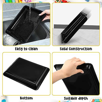 Maitys 24 Pcs Plastic Art Tray 11x8.7x1 Inch Activity Craft Tray,Black - color: Black