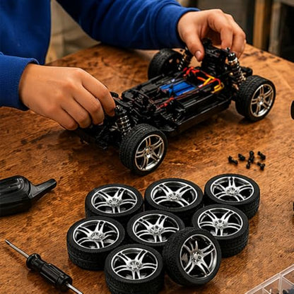 10PCS Toy Car Wheels 32mm Rubber Tire Wheels with Metal Shaft for RC Car Truck DIY Model Toy Wheel Replacement Accessories (2.5x32mm) - style: 2.5x32mm