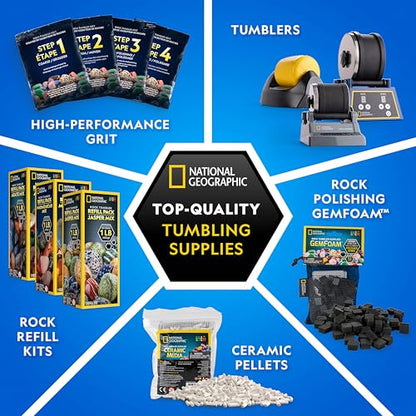 NATIONAL GEOGRAPHIC Rock Tumbler Grit and Polish Refill Kit - Tumbling Grit Media, Polish Up to 20 lbs. of Rocks, Works with any Rock Polisher & Tumbler Supplies - style: Bulk Grit Media