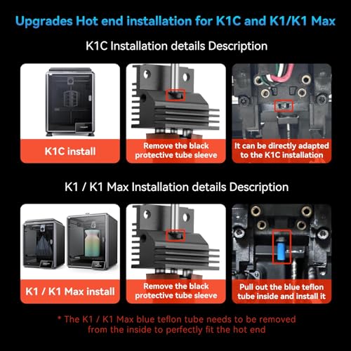 K1/K1 Max/K1C Hotend Upgrades Kit, K1 Series Ceramic Heating Block Kit, 3D Printers Hotend with Integrated Quick-Swap Nozzle, Supports 300°C High Temperature, 600mm/s High-Speed - size: K1C Ceramic Heating Block Kit