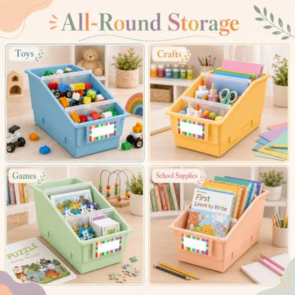 6 Pack Picture Book Bins with Dividers for Classroom, Boho - color: Boho