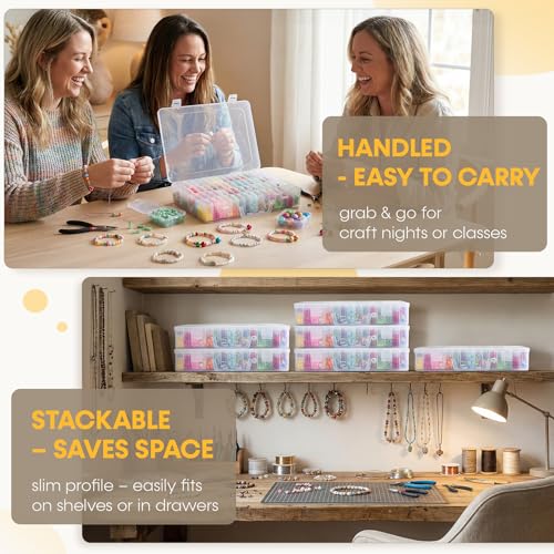 Portable Bead Organizer, 120Pcs Small Clear Storage Boxes with Hinged Lid and Large Craft Case with Handle, Mini Plastic Containers for Jewelry Making Diamonds Arts Screws Seeds Small Parts - size: 120 Pcs (2.16" x 2.16" x 0.78")
