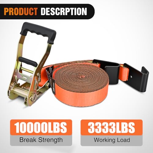 Nilight Flat Hook Ratchet Straps 10 Pack 2 in x 30 Ft Orange - color: 10Pcs 2in x 30ft Flat Hook Straps