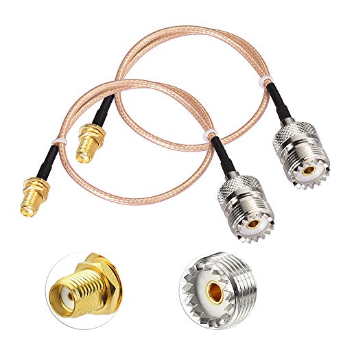 Superbat Coax UHF Female SO-239 to SMA Female Adapter Extension Cable RG316 12" for Baofeng CB Radio Handheld Walkie Talkie 2pcs - color: sma female to so239, size: 12 inches