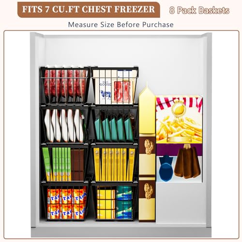 Enhanced Leak-Proof Bottom, Freezer Organizer Bins for 7 Cu.Ft,4 Pack - color: Black 4 Pack