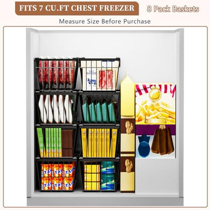 Enhanced Leak-Proof Bottom, Freezer Organizer Bins for 7 Cu.Ft,4 Pack - color: Black 4 Pack