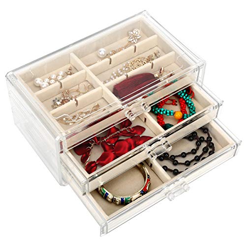 FEISCON Acrylic Jewelry Organizer Makeup Cosmetic Storage Organizer box - size: 3 layer