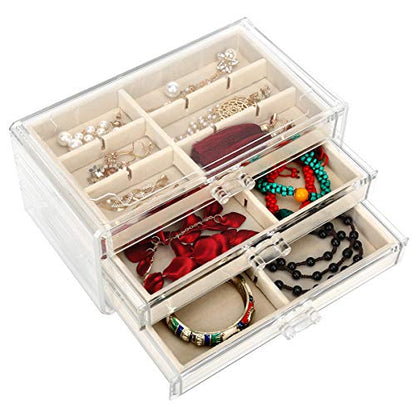 FEISCON Acrylic Jewelry Organizer Makeup Cosmetic Storage Organizer box - size: 3 layer