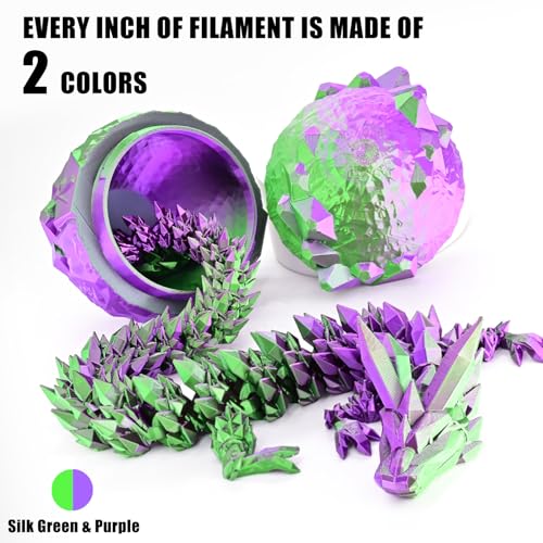 OVV3D PLA Filament 1.75mm, 3D Printer Filament Silk PLA Dual Color PLA Filament, Purple Green PLA Filament, Color Change Every Inch Filament 3D Printer Filament +/-0.02mm, 1kg/2.2lb - color: Dual-color Green Purple