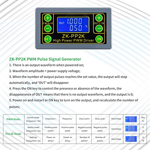 Function Signal Generator, ZK-PP2K PWM Pulse Frequency Generator, 1Hz-150KHz PWM Motor Speed Regulation/LCD Pulse Frequency Cycle Module Adjustable Driver Module/PWM Signal Generator