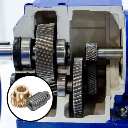 uxcell Worm Gear Set 25T 1 Module 25:1 Reduction Rate, 12mm/6mm Bore - size: 12mm/6mm Bore (1Mod 25T)