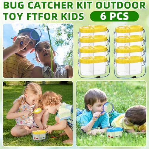 Winnerwhy 6 Pack Bug Catching Kit for Kids with Magnifying, Yellow