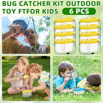 Winnerwhy 6 Pack Bug Catching Kit for Kids with Magnifying, Yellow