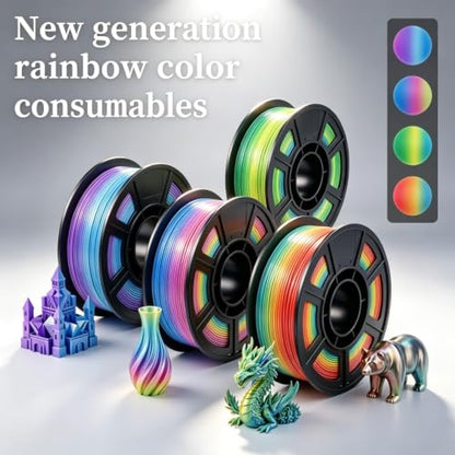 Silk Rainbow PLA+ Filament Bundle 1.75mm Multicolor 250g*4