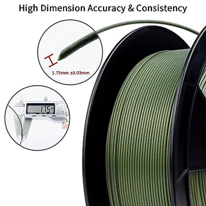 ZIRO Carbon Fiber PLA Filament 1.75mm, Reinforced 0.8KG CF, Military Green - color: Cf-military Green