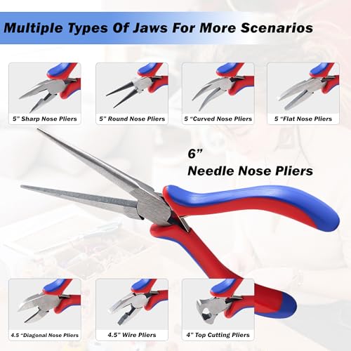 8 Pcs Needle Nose Pliers Set, High Hardness Carbon Steel