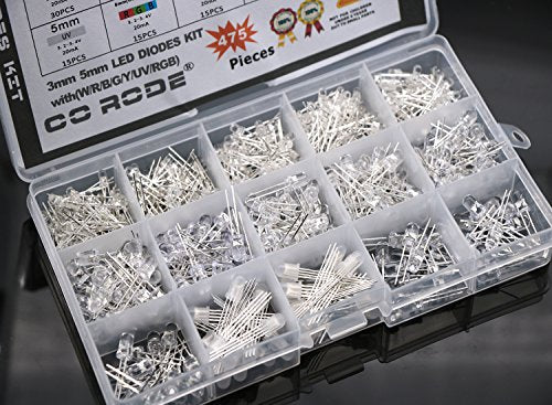 475 Pieces 3mm and 5mm LEDs Emitting Diodes with RGB LEDs,10 Color