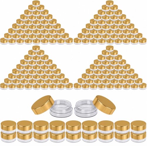 Sample Containers, Sample Jars, Cosmetic, Empty, Mini, 3 Gram, 200 PK Gold - color: Gold, size: 200 Pack