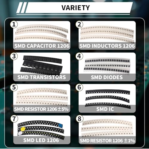 6020pcs SMD 1206 Resistors 1% 5% Capacitors Transistors LEDs Diodes ICS Inductors Diode SMT Electronic Component Kit