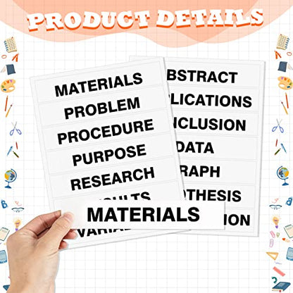 Lewtemi 14 Sheets Science Fair Board Supplies Self Adhesive Presentation Subtitles 2 Sheets Edge Self Adhesive Paper Poster Board Letters Presentation Paper for School Office Supplies(Black) - color: Black