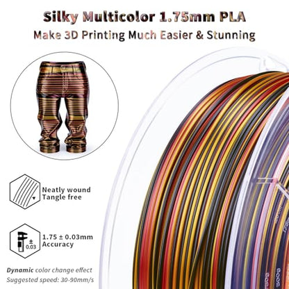 ZIRO Dynamic Color Change PLA, for 3D Printing, 1KG Spool, Gilded Stripes - color: Gilded Stripes (Silk)