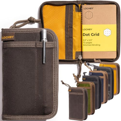 LOCHBY® Pocket Journal | Tomoe River 3.5" x 5.5" Notebook | Waxed Canvas | Ideal for Travelers & Daily Use, Fits Field Notes, Moleskine Cahier - color: Brown, size: Pocket-size Zipper