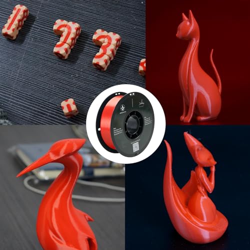 PLA 3D Printer Filament, Dimensional Accuracy +/- 0.02 mm, 1 kg Spool(2.2lbs), 1.75 mm，Red - color: 1kg Red