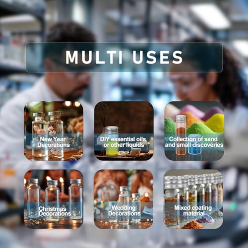 24Pcs 30mL Tiny Jars Clear Glass Vials, Silver Aluminum Screw Caps