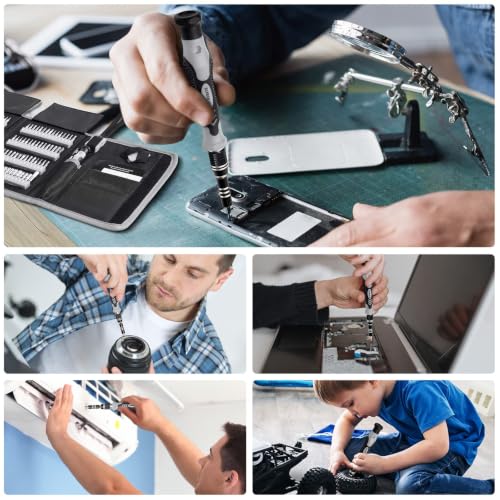 STREBITO Precision Screwdriver Set 142-Piece Computer Tool Kit Magnetic Screwdriver Set Laptop Screwdriver Kit Electronic Repair Kit Tech Toolkit for PC, Phone, Macbook, Nintendo, PS4, Xbox Controller - color: Grey