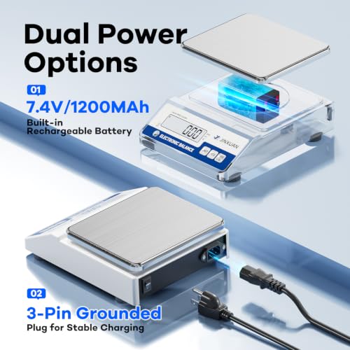Lab Scale 5000 X 0.01g High Precision Digital Scale Grams Scale with 500g Weight & RS232 Lab Analytical Balances Laboratory Scale Jewelry Weight Scale for Gold Silver LCD Display 7units - style: 5000gx0.01g with RS232 & 500g Calibration Weights