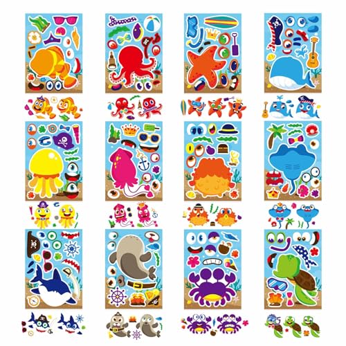 Make Your Own Sea Animals Stickers, Make a Face Stickers - style: Sea Animals
