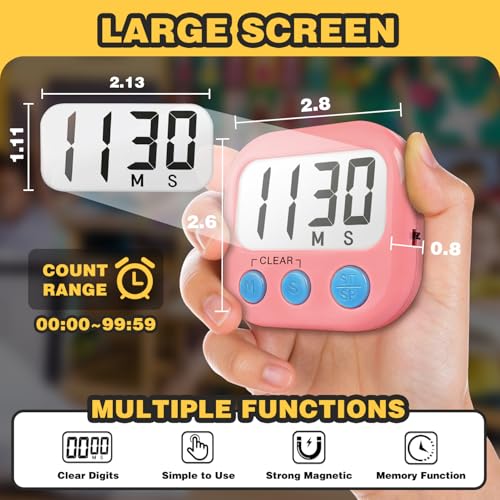 Digital Timer for Kids Classroom Timers for Teachers 4 Pack Pink White - color: Pink White