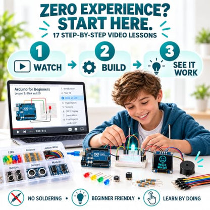 ANGOTFISH Arduino-Compatible Starter Kit for Beginners with OLED & Videos